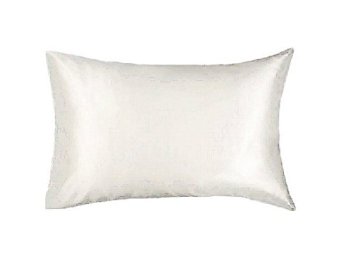Pure Silk Pillowcase / Pillowcover Queen Size, Natural White Top 100% Pure Charmeuse Silk, w/ Cotton Underside Standard Size by Magnificent