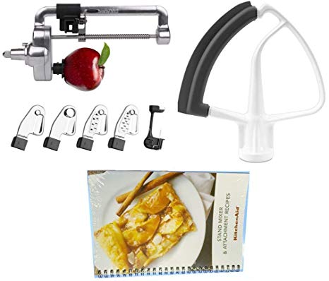 KitchenAid DRTVICE6 Combo Package Spiralizer KSM1APC Flex Edge Beater KFE5T Stand Mixer Attachment Recipe Book