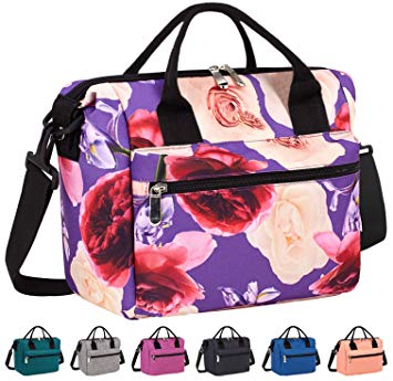 Venture Pal Lunch Box Insulated Lunch Bag with Adjustable Shoulder Strap, Water Resistant Leakproof Cooler Bag Lunch Container for Women/Men/Kids/Work/School/Picnic (Purple Flower)