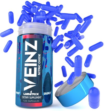 VEINZ ✮ Best Nitric Oxide Booster w/ Yohimbe & L-Arginine ✮ By LMNITRIX ✮ Top Muscle Mass & Pump Supplement ✮ 120 Caps