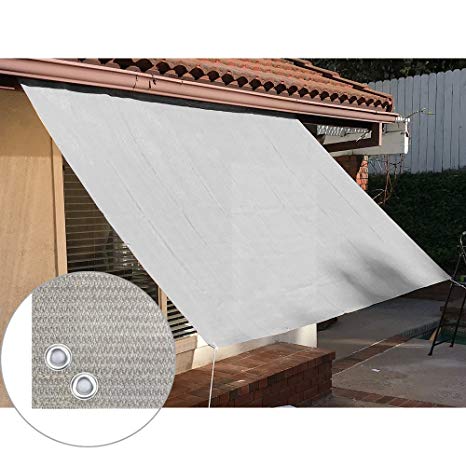 Alion Home Sun Shade Panel Privacy Screen with Grommets on 4 Sides for Outdoor, Patio, Awning, Window Cover, Pergola or Gazebo -200 GSM (8' x 6', Smoke Grey)