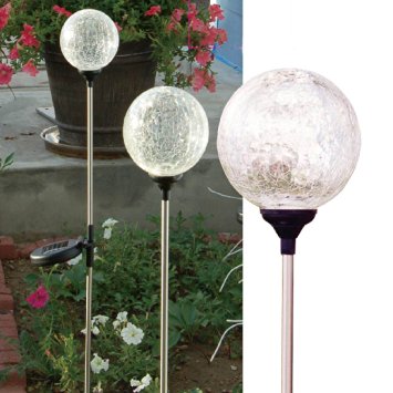 Solar Wholesale Crackle Glass Globe Solar Lawn Light, 3.5" Dia (3 Pack)