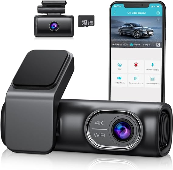 OMBAR Dash Cam Front and Rear 4K/2K/1080P 1080P 5G WiFi GPS, Dash Camera for Cars with Free 64G SD Card, Dual Dash Cam with WDR Night Vision, 24h Parking Mode,170°Wide, G-Sensor, Loop Recording, APP