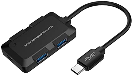 AIK USB C Hub, Ultra Slim USB C Adapter with 4 USB 3.0 Ports for MacBook Pro 2018 2017 iMac, Google Chromebook Pixelbook, XPS, Samsung S9, S8 & More USB Type C Devices (Black)