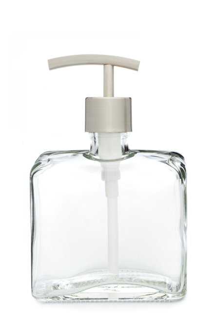 Urban Square Recycled Glass Soap Dispenser with Metal Pump (Stainless Modern)