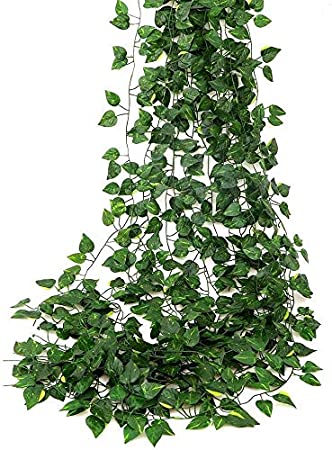 12Pack(84feet) Artificial Ivy Greenery Fake Ivy Leaves Garland Plants Vine Hanging for Home Party Wedding Wall Decor