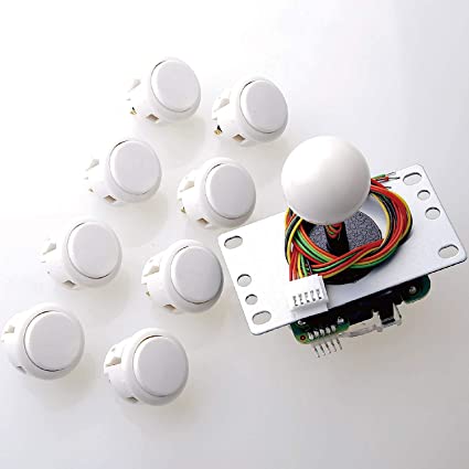 Sanwa JLF-TP-8YT Joystick   Sanwa 8 pcs OBSF-30 Push Button Bundle Kit Color : White - for Arcade Game 4 & 8 Way Adjustable, Compatible with Catz Mad SF4 Tournament Joystick S@NWA