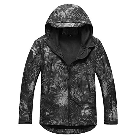 Reebow Gear Men's Military Special Ops Softshell Tactical Jacket Waterproof Typhon Black Camo M