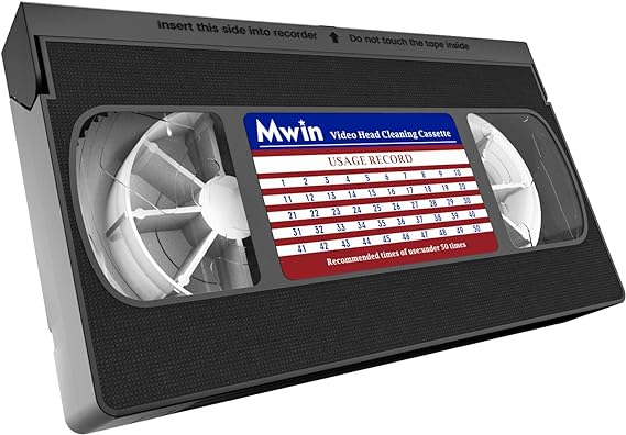 Mwin VHS Video Head Cleaner for VHS/VCR Players, Dry Technology- No Fluid Required Reusable 50 Times