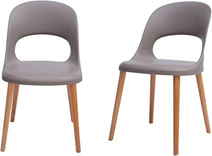 Amazon Brand - Rivet Henrik Modern Open-Back Plastic Dining Chair, Set of 2, 18.5"W, Mild Gray