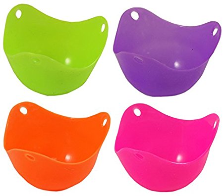 Silicone Egg Poacher Cookware Cups in Vivid Colors (4 Pack)