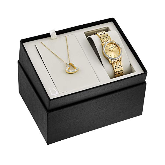 Bulova Women's Dress Style Gold Dial Watch (Model: 97X104)