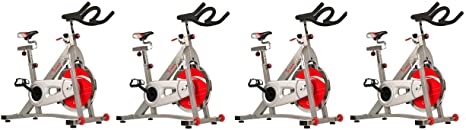 Sunny Health & Fitness Pro Indoor Cycling Bike with 40 LB Chromed Flywheel, Dual Felt Pad Resistance with Caged Pedals, Adjustable Seat and Handlebar, 275 LB Max Weight