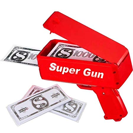 Sopu Make it Rain Money Gun Paper Playing Spary Money Toy Gun, Prop Money Gun with 100 Pcs Play Money Cash Gun Party Supplies (Money Gun)