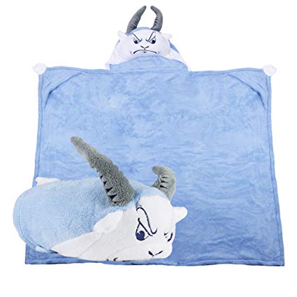 Comfy Critters Stuffed Animal Blanket - College Mascot, University of North Carolina 'Rameses' - Kids Huggable Pillow and Blanket Perfect for The Big Game, Tailgating, Travel, and Much More