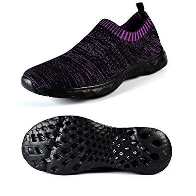 QANSI Women's Fashion Flyknit Slip on Sports Sneakers Flexible Athletic Running Shoes