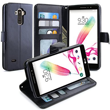 LG G Stylo Case, LK [Kickstand Feature] LG G Stylo Wallet Case, Luxury PU Leather Case Flip Cover Built-in Card Slots Stand For LG G Stylo, BLACK