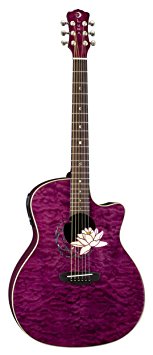 Luna Flora Lotus Acoustic Guitar, Tranz Plum/Quilted Maple