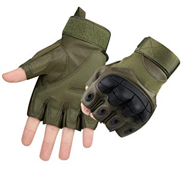 accmor Tactical Gloves Military Rubber Hard Knuckle Gloves Fingerless/Half Finger Outdoor Gloves Fit for Cycling Airsoft Paintball Motorcycle Hiking Camping