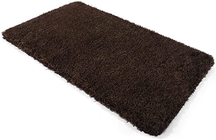 Delxo 2020 Upgrade Doormat Super Absorbent Mud Doormat 18x30 Inch No Lint Shedding Durable Anti-Slip Rubber Back Low-Profile Entrance Large Cotton Shoe Scraper Pet Mat Machine Washable (Dark Brown)