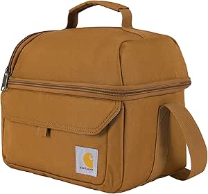 Carhartt Insulated 12 Can Two Compartment Lunch Cooler, Durable Fully-Insulated Lunch Box, Dual Compartment (Carhartt Brown)