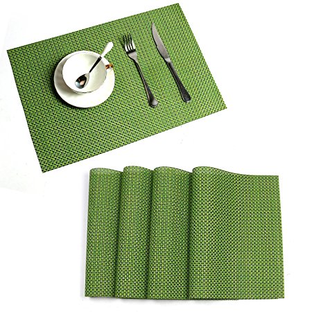U'Artlines Placemats for Dining Table Stain-resistant Washable placemats for Dining Table (4, Green)