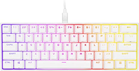 CORSAIR K65 RGB Mini 60% Mechanical Gaming Keyboard-Customizable Per-Key RGB Backlighting-Cherry MX Speed Mechanical Keyswitches-Detachable USB Type-C Cable-White