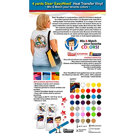 GERCUTTER Store - 4 Yards Siser EasyWeed Heat Transfer Vinyl (Mix & Match your favorite colors)