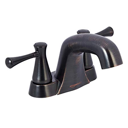 AmazonBasics Modern Two Handle Bathroom Basin Faucet, 4 Inch, Oil-Rubbed Bronze