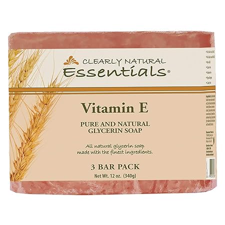 Essentials by Clearly Natural Glycerin Bar Soap, Vitamin E, 4 Ounce, Pack of 3