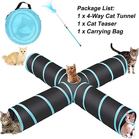 CO-Z Collapsible Cat Tunnel Tube Kitty Tunnel Bored Cat Pet Toys Peek Hole Toy Ball Cat, Puppy, Kitty, Kitten, Rabbit