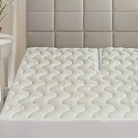 Royal Hotel Waterproof Bamboo Jacqurad Blend Fitted Topper, Top Split King Mattress Pad