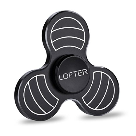 Fidget Spinner Toy, LOFTER EDC Hand Spinners Super Silent Aluminum Alloy Stress Reducer Helps Focusing Anxiety Relief Toys (Black)