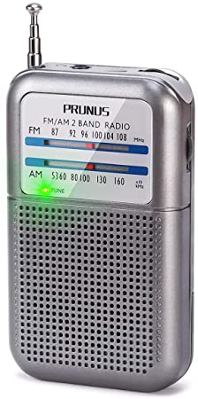 PRUNUS DE333 Portable Radio AM FM Pocket Transistor Radio with Excellent Reception, Tuning Knob with Signal Indicator, AAA Battery Operated