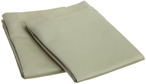 SUPERIOR 1000 Thread Count 100% Egyptian Cotton, Single Ply, Standard 2-Piece Pillowcase Set, Solid, Sage