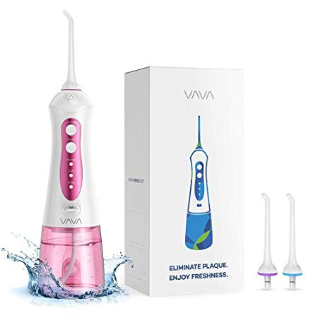 VAVA Cordless Water Dental Flosser, Upgraded Professional Oral Irrigator, Portable and Rechargeable, Easy-to-Clean Water Reservoir, IPX7 Waterproof, 3 Modes for Braces and Teeth Whitening