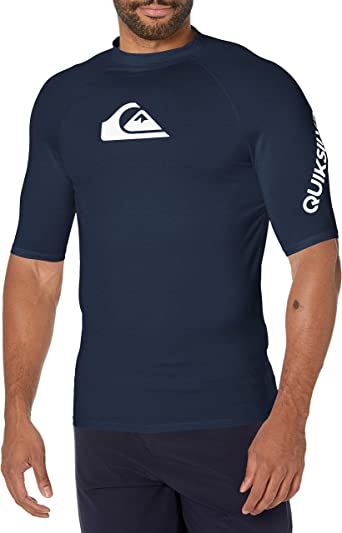 Quiksilver Mens All Time Short Sleeve Rashguard UPF 50 Sun Protection Surf Shirt