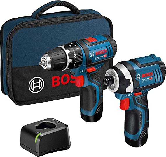 Bosch 06019A6979 12v Twin Pack GSB Combi Hammer Drill   GDR Impact Driver Lithium Ion, 12 V, Blue