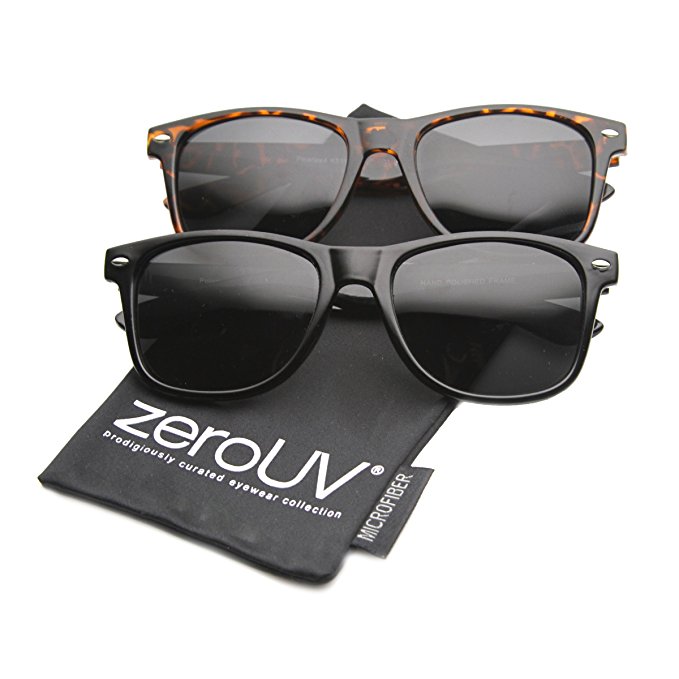 zeroUV - Classic 80's Retro Frame Wide Temples Horn Rimmed Sunglasses 54mm