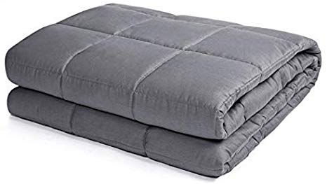 COSTWAY Weighted Blankets, Breathable 100% Cotton Washable Blankets for Sleep, Autism, Insomnia and Stress Relief, Therapy Anxiety Claming Heavy Blankets with Glass Beads, Grey (122x185CM, 7)