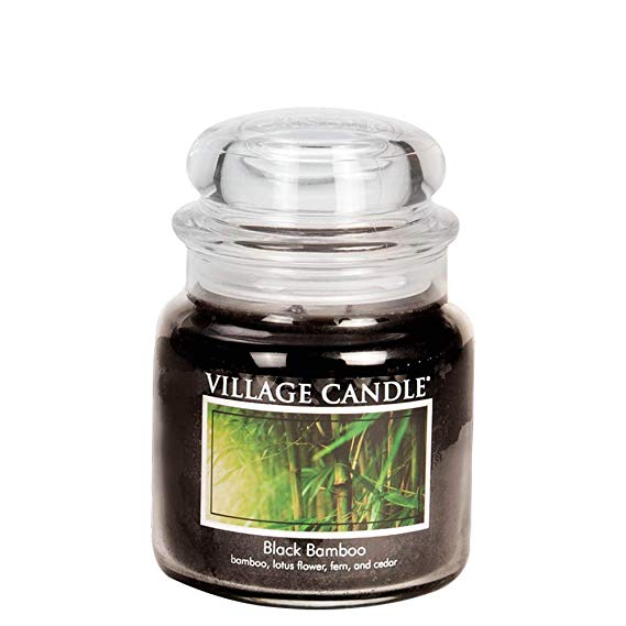 Village Candle Black Bamboo 16 oz Glass Jar Scented Candle, Medium