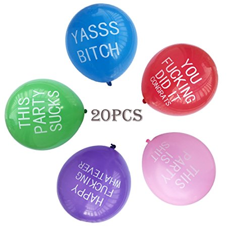 Oun Nana Abusive Assorted Colorful Pearl Latex Balloon 12 inch Fuuny Balloon - for Funny Party Birthday,Single Party,Graduation Party (20 Qty.)