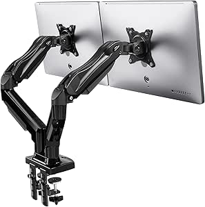 HUANUO 13 to 27 inch PC 2 Monitor Arm for Curved Gas Spring Flat Screen VESA 75 x 75/100 x 100 mm