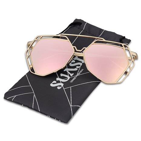 SUASI Womens' Sunglasses Flat Lens Metal Vintage Fashion Sunglasses 18870