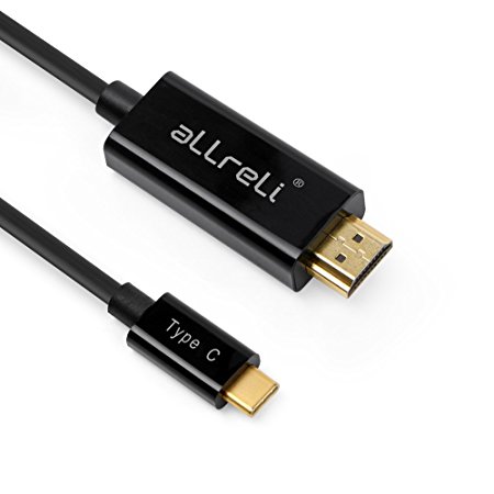 aLLreLi 1.8M USB 3.1 Type C (USB-C) to HDMI Cable for Apple New 12 inch Retina MacBook, Chromebook Pixel, Microsoft Lumia 950, DELL XPS13, ASUS GA Z170X, Lenovo YOGA 900 - Black