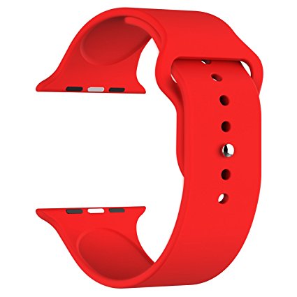 Apple Watch Band, JETech 38mm Soft Silicone Replacement Sport Band for Apple Watch All 38mm Models (Red)