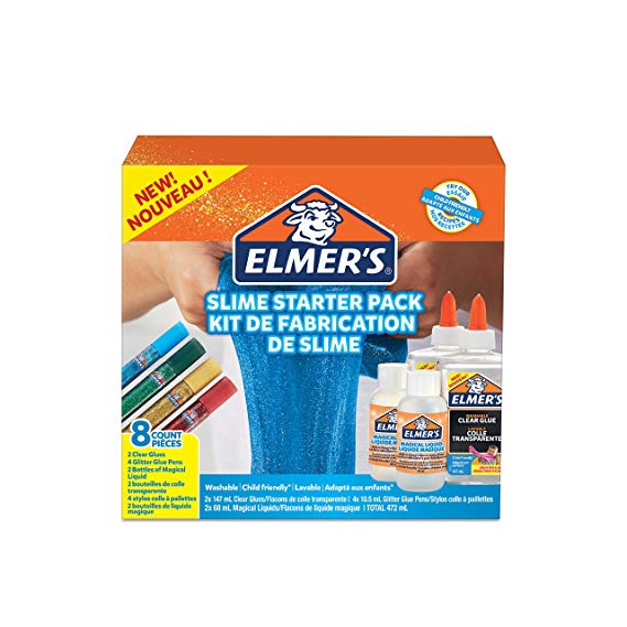 Elmer's Glue Slime Starter Kit, Clear Glue, Glitter Glue Pens and Magical Liquid Slime Activator Solution, Count of 8