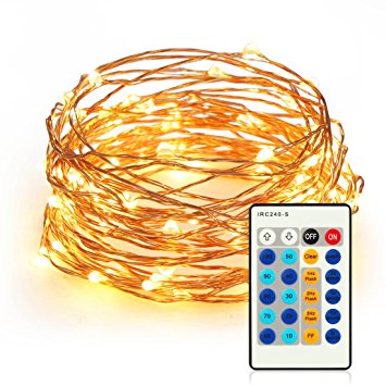 Kootek 33ft 100 LEDs Fairy String Lights with Remote Control Dimmable Copper Wire Rope Lights, UL Certified Christmas Lights for Patio, Garden, Homes, Holiday, Party, Indoor, Wedding Decorations
