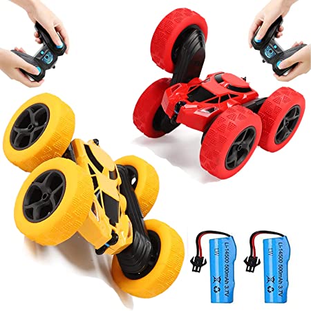 Infityle RC Cars Stunt Car Double-Sided Rotate 360 ° to Tumble 4WD Remote Control Car Gifts for Boys and Girls( Green)(Red and Yellow)