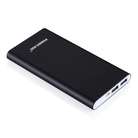 Poweradd™ Pilot 2GS 10000mAh Portable External Battery Charger Power Bank with Quick Charge and Aluminum Body Design for Apple iPad iPhone Samsung Google Nexus LG HTC Motorola and other USB Powered Devices - Black